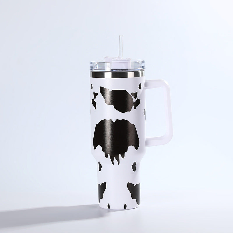 Wholesale Tumbler Ice Bullies Cup  Cow Pattern Thermos Cup Straw Cup 40OZ Car Cup Ice Cup